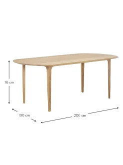 Tavolo Ovale In Legno Di Quercia Archie, 200 X 100 Cm