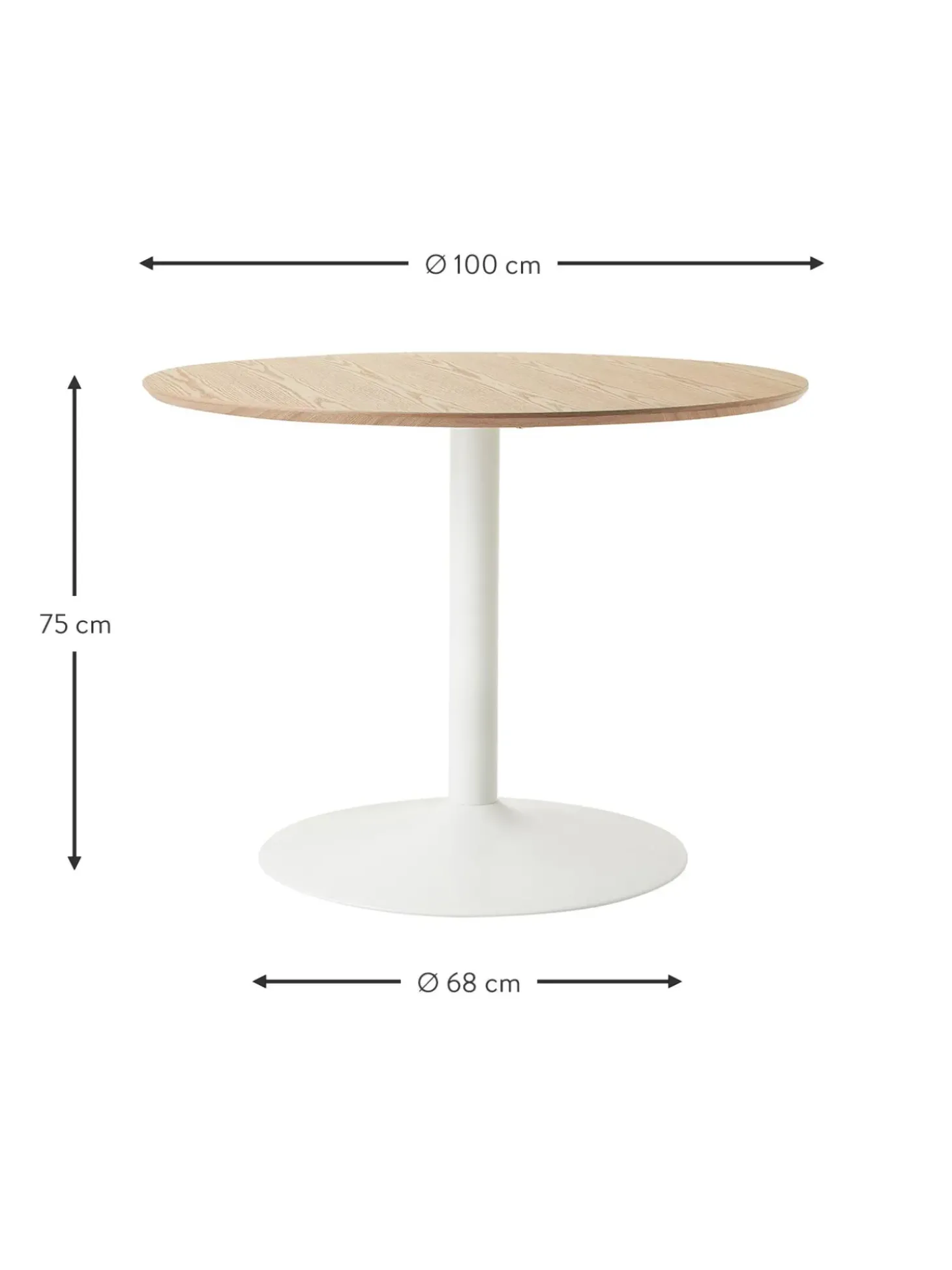 Tavolo Rotondo Con Finitura In Legno Di Frassino Minorca, O 100 Cm