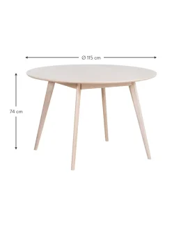 Tavolo Rotondo In Legno Di Quercia Bianco Lavato Yumi O 115 Cm