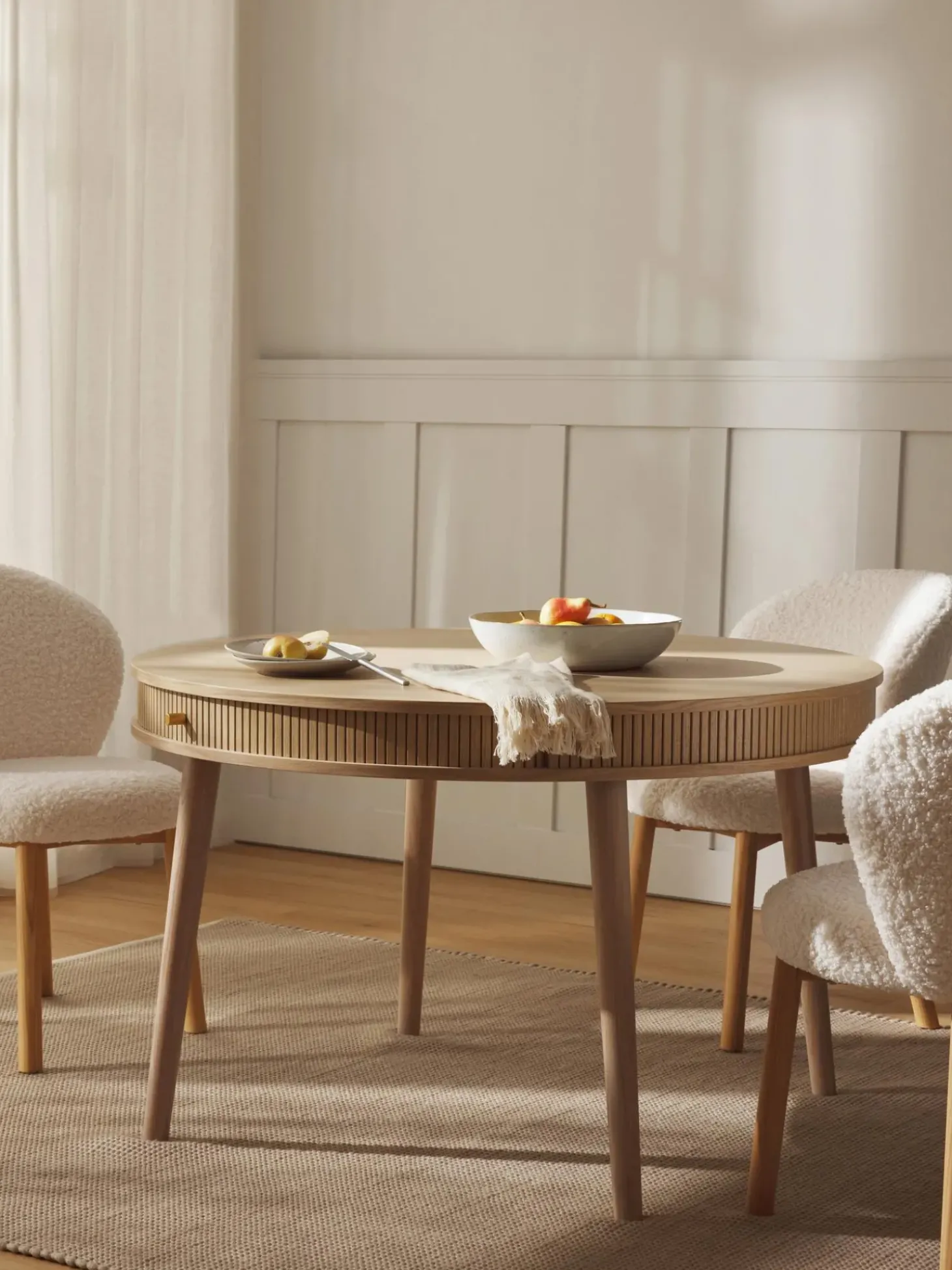 Tavolo-Contenitore Rotondo In Legno Di Quercia Calary