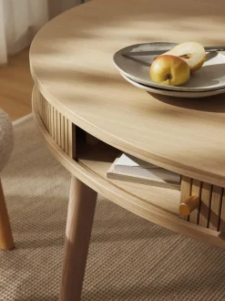 Tavolo-Contenitore Rotondo In Legno Di Quercia Calary