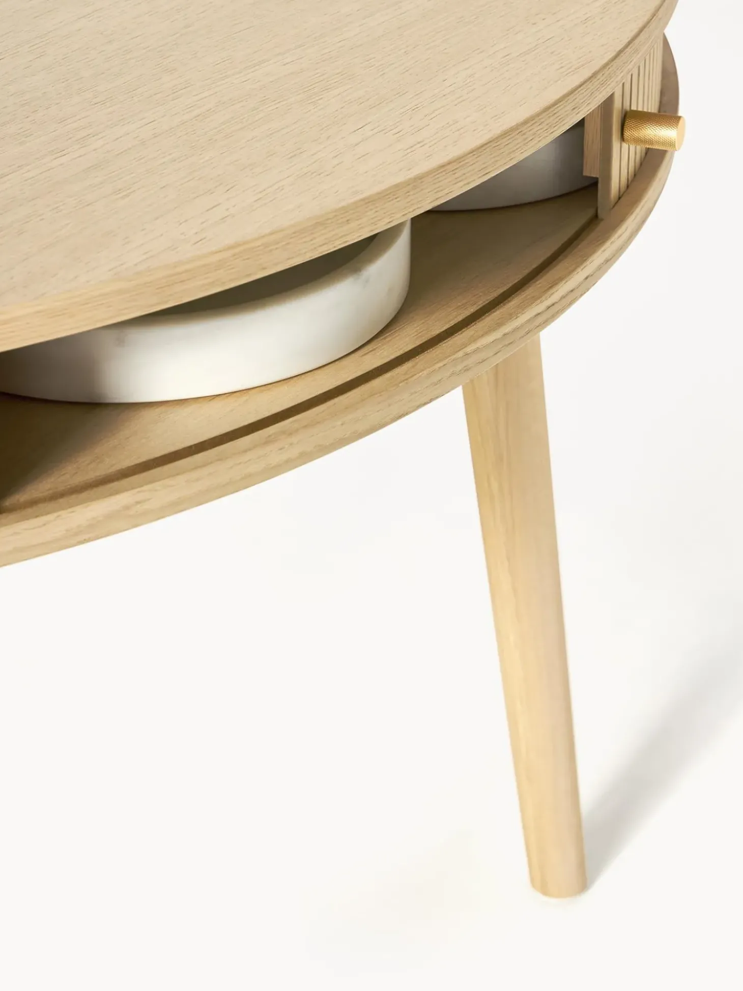 Tavolo-Contenitore Rotondo In Legno Di Quercia Calary