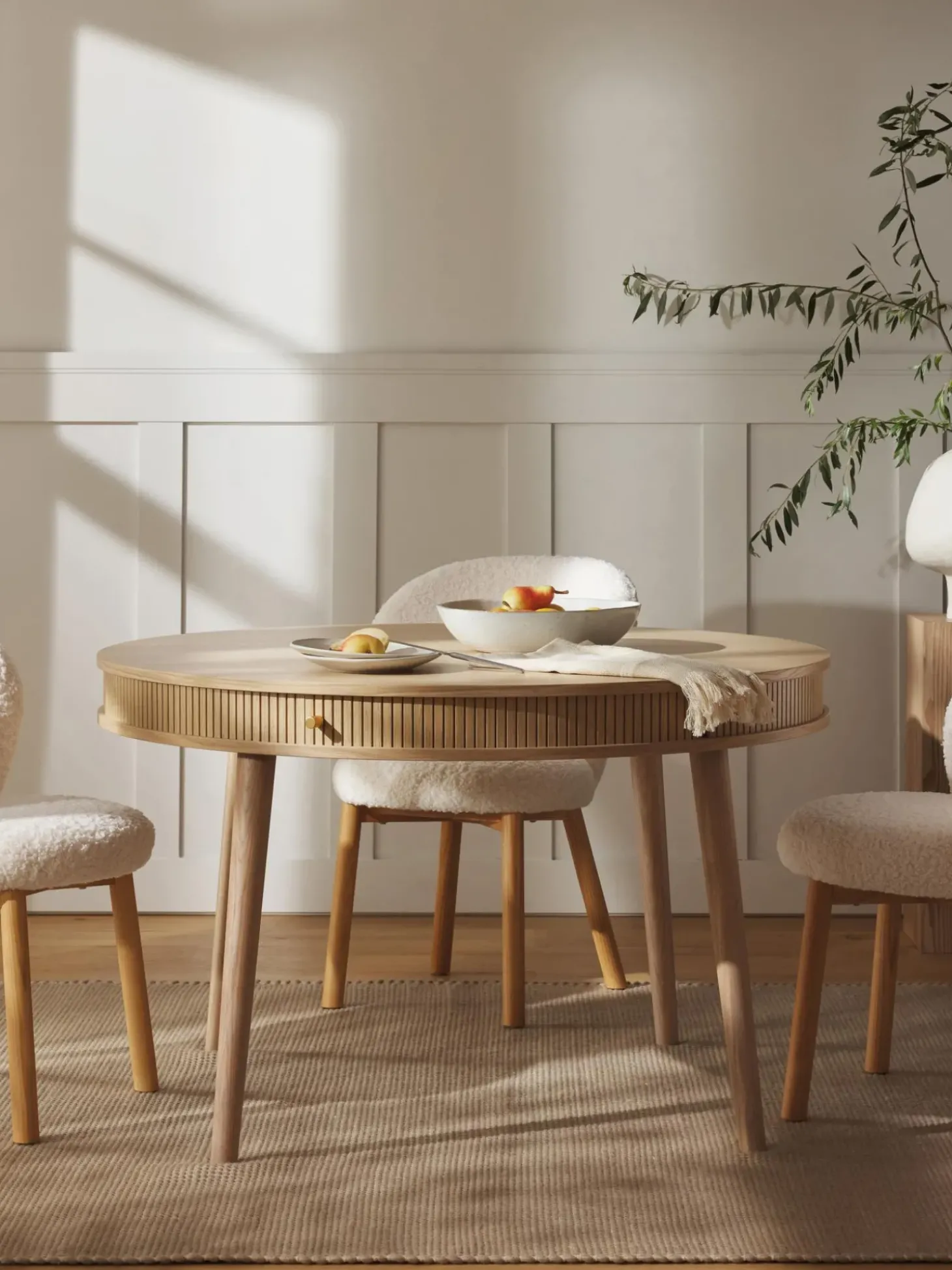 Tavolo-Contenitore Rotondo In Legno Di Quercia Calary