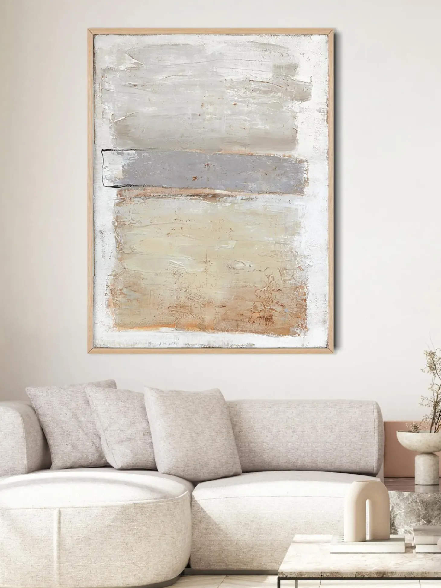 Tela Dipinta A Mano Con Cornice In Legno Scenario