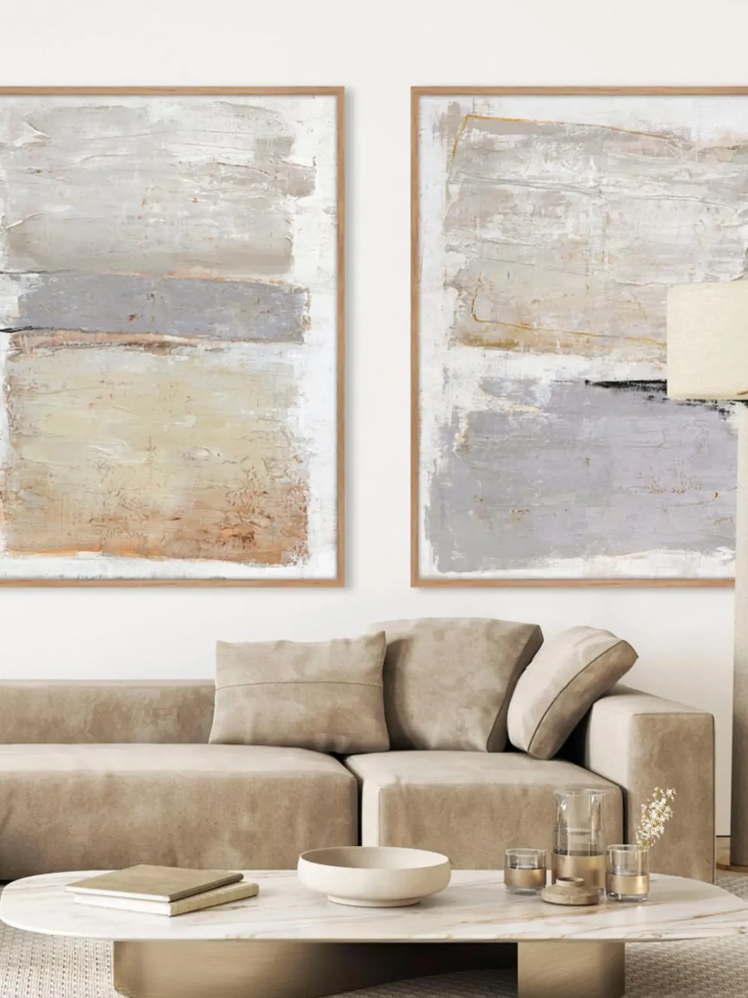 Tela Dipinta A Mano Con Cornice In Legno Scenario