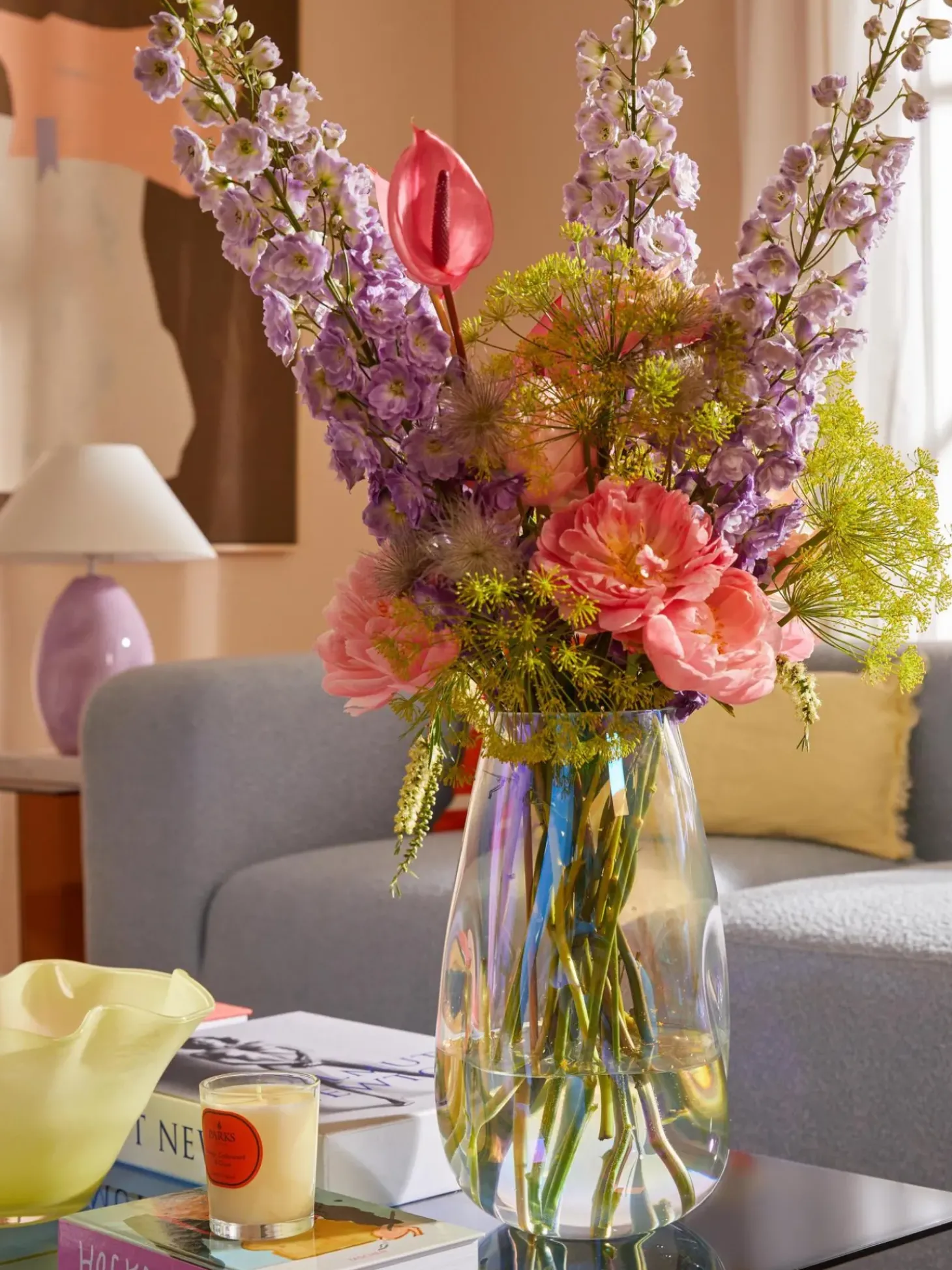 Vaso Grande In Vetro Soffiato Iridescente Rainbow