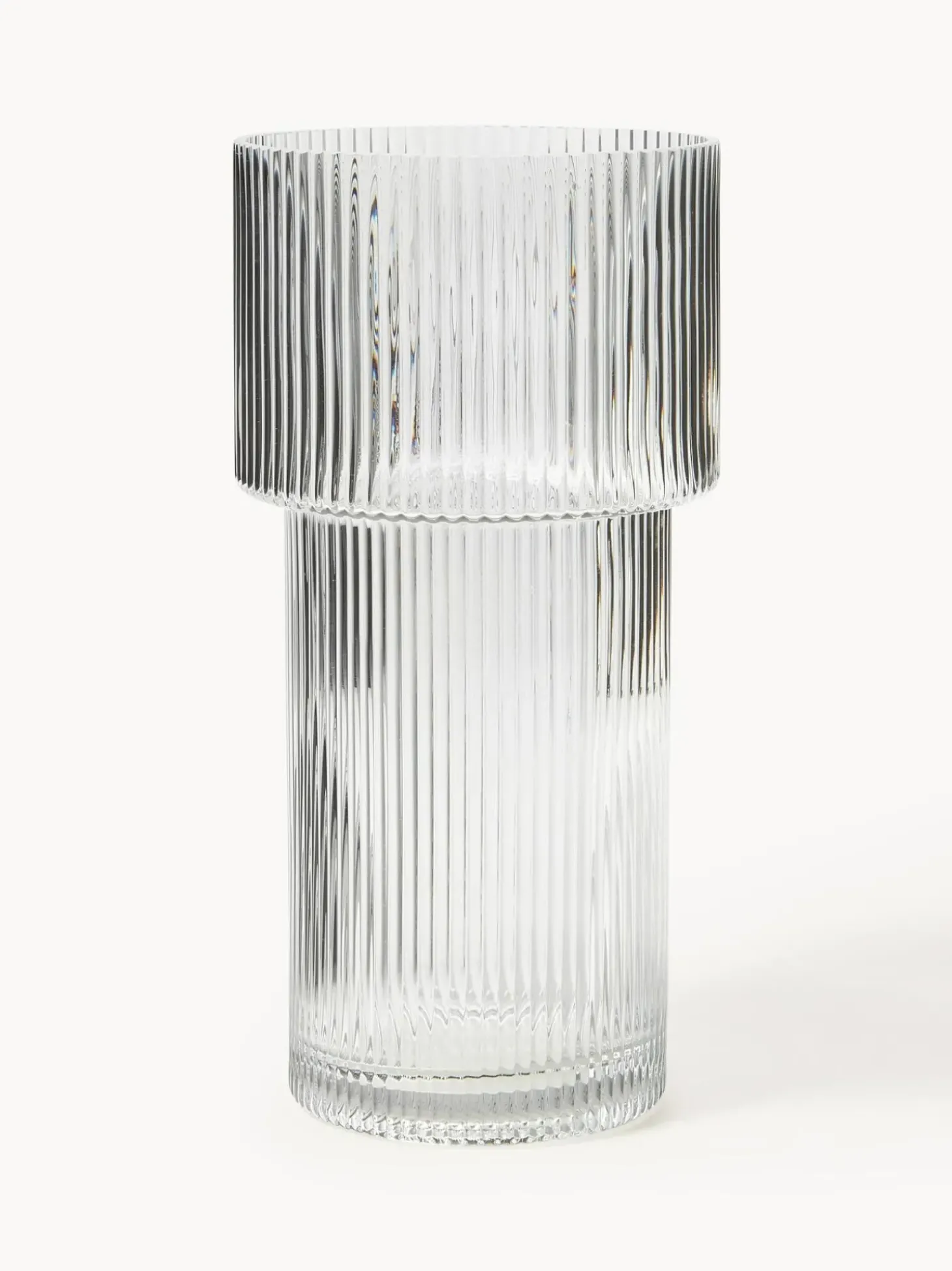 Vaso In Vetro Con Superficie Rigata Lija