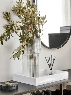 Vaso In Vetro Con Superficie Rigata Lija