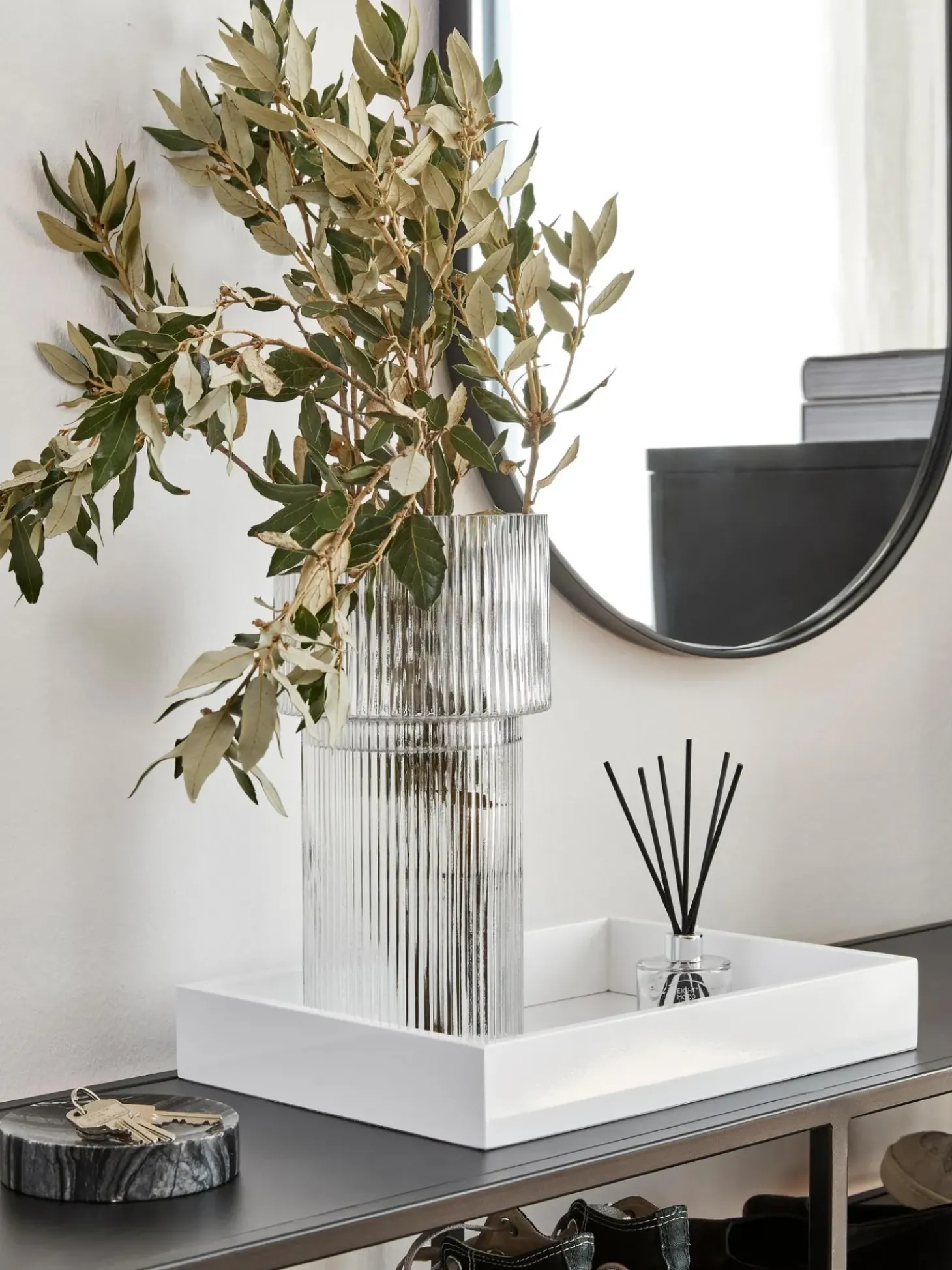 Vaso In Vetro Con Superficie Rigata Lija